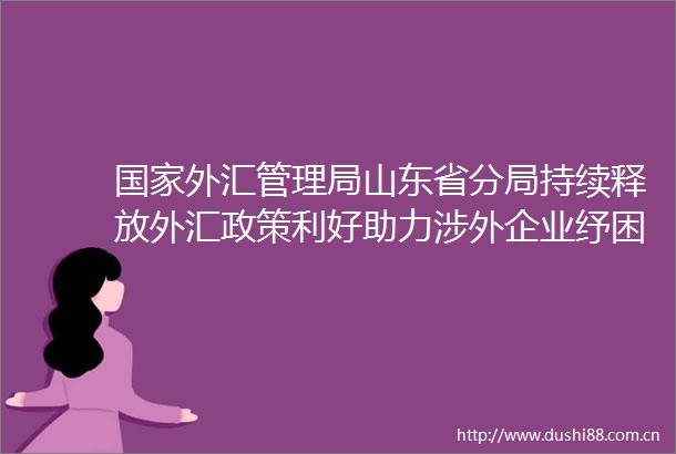 外汇管理局山东省分局持续释放外汇政策利好助力涉外企业纾困解忧