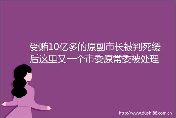 10亿多的原副市长被判死缓后这里又一个市委原常委被处理