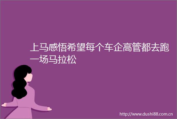 上马感悟希望每个车企高管都去跑一场马拉松