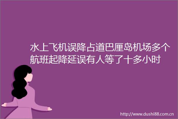 水上飞机误降占道巴厘岛机场多个航班起降延误有人等了十多小时