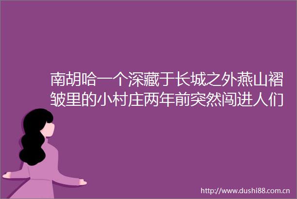 南胡哈一个深藏于长城之外燕山褶皱里的小村庄两年前突然闯进人们的视野