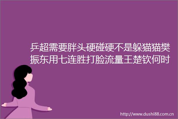 乒超需要胖头硬碰硬不是躲猫猫樊振东用七连胜打脸流量王楚钦何时能支棱起来