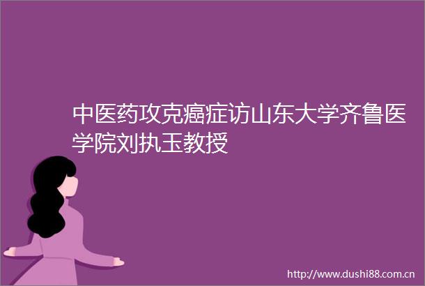 中医药攻克癌症访山东大学齐鲁医学院刘执玉教授