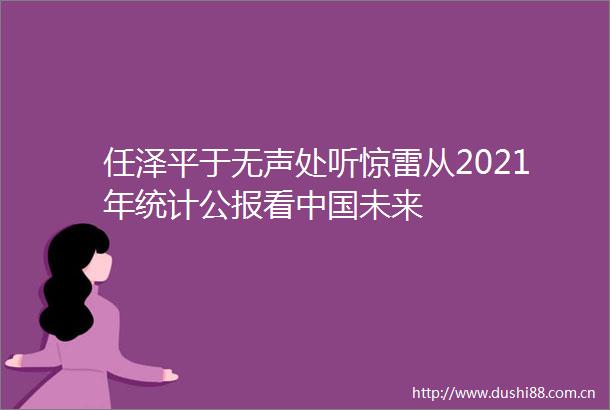 任泽平于无声处听惊雷从2021年统计公报看未来