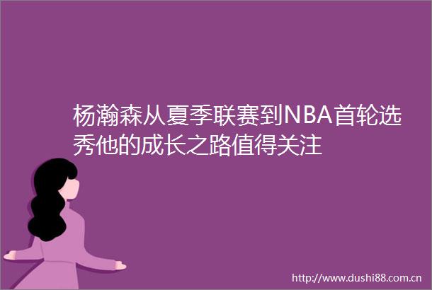 杨瀚森从夏季联赛到NBA首轮选秀他的成长之路值得关注