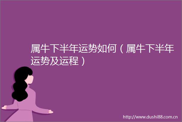 属牛下半年运势如何（属牛下半年运势及运程）