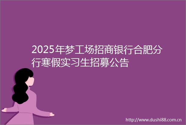 2025年梦工场招商银行合肥分行寒假实习生招募公告