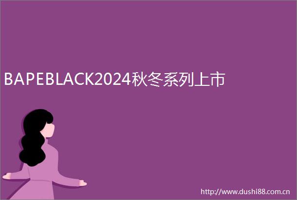 BAPEBLACK2024秋冬系列上市