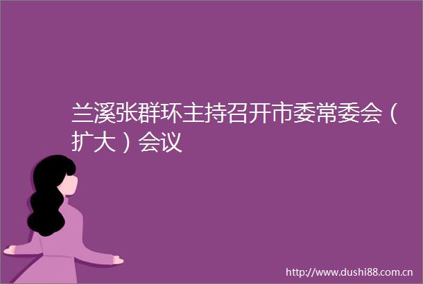 兰溪张群环主持召开市委常委会（扩大）会议