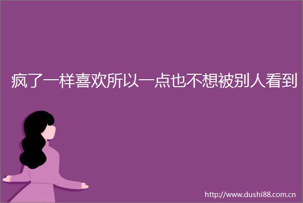 疯了一样喜欢所以一点也不想被别人看到