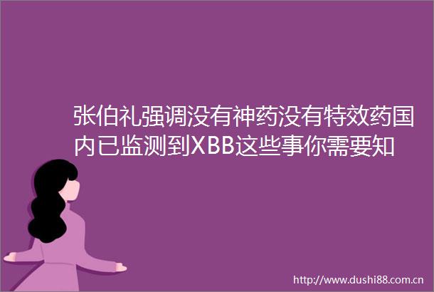 张伯礼强调没有神药没有特效药国内已监测到XBB这些事你需要知道