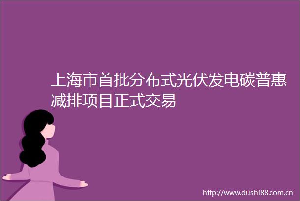 上海市首批分布式光伏发电碳普惠减排项目正式交易