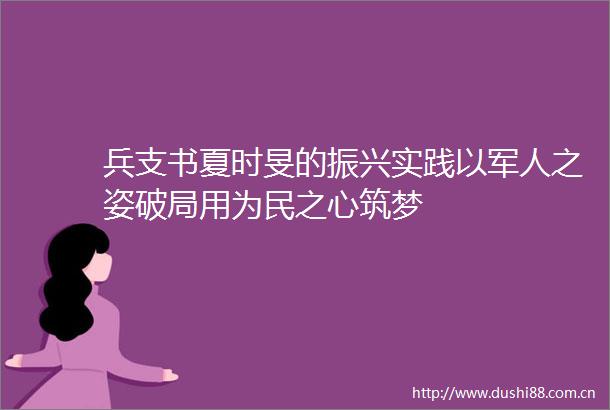 兵支书夏时旻的振兴实践以军人之姿破局用为民之心筑梦