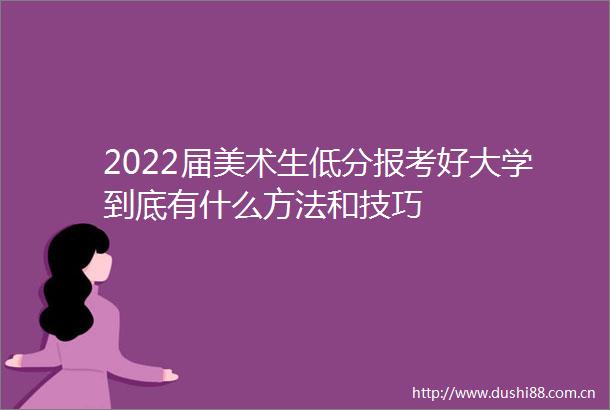 2022届美术生低分报考好大学到底有什么方法和技巧