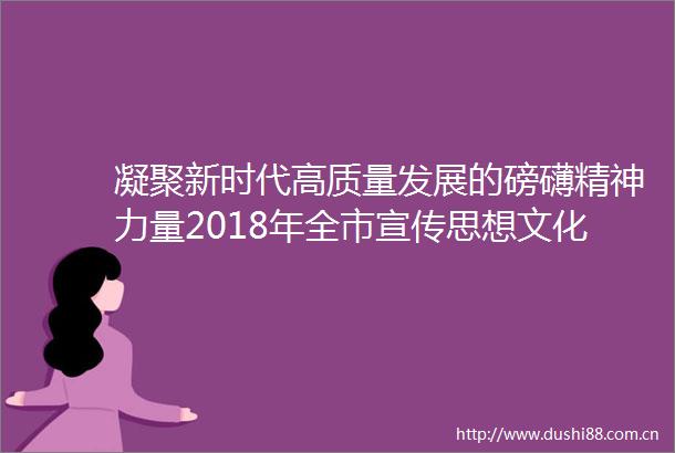 凝聚新时代高质量发展的磅礴精神力量2018年全市宣传思想文化工作侧记