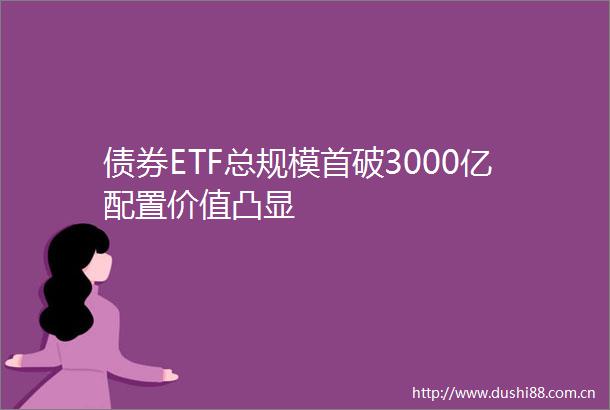 债券ETF总规模首破3000亿配置价值凸显