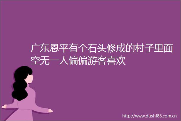 广东恩平有个石头修成的村子里面空无一人偏偏游客喜欢