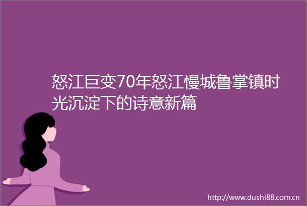 怒江巨变70年怒江慢城鲁掌镇时光沉淀下的诗意新篇