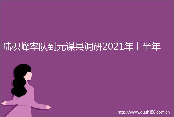 陆积峰率队到元谋县调研2021年上半年