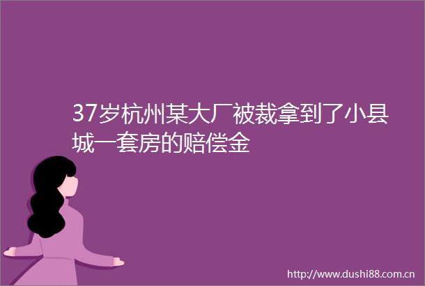 37岁杭州某大厂被裁拿到了小县城一套房的赔偿金