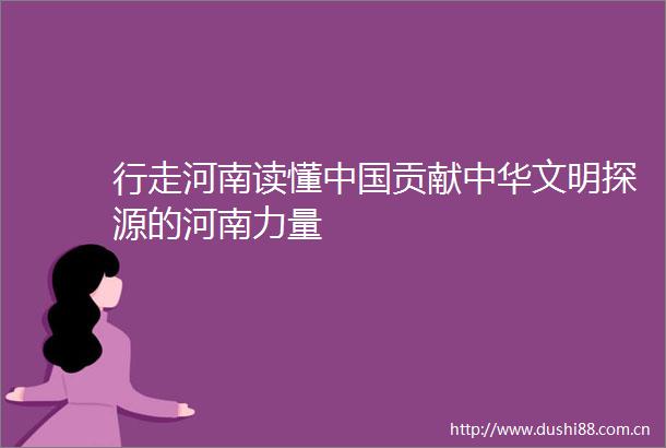 行走河南读懂贡献中华文明探源的河南力量