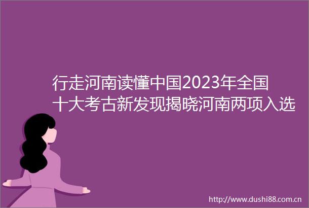行走河南读懂2023年全国十大考古新发现揭晓河南两项入选