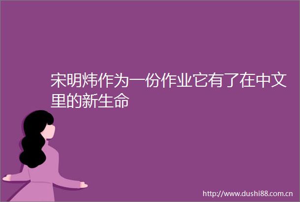 宋明炜作为一份作业它有了在中文里的新生命