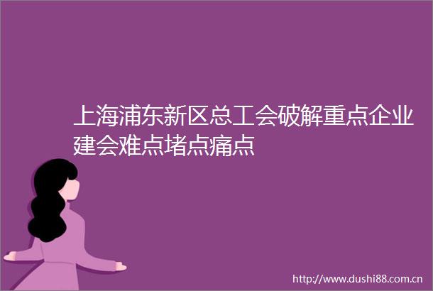 上海浦东新区总工会破解重点企业建会难点堵点痛点