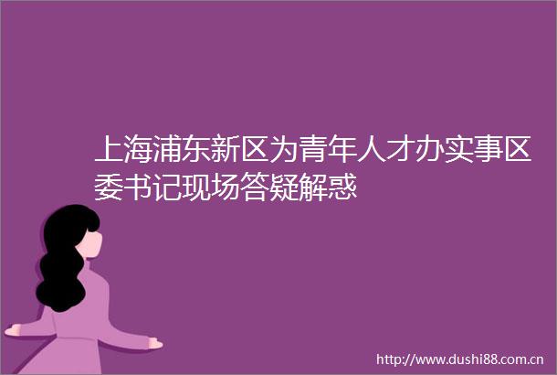 上海浦东新区为青年人才办实事区委书记现场答疑解惑