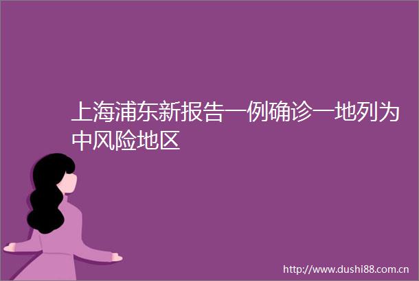上海浦东新报告一例确诊一地列为中风险地区