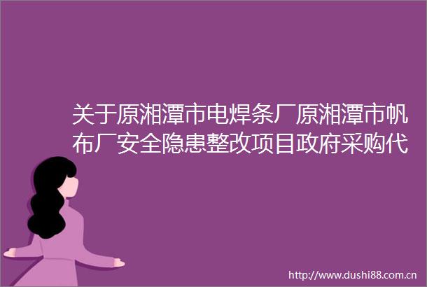 关于原湘潭市电焊条厂原湘潭市帆布厂安全隐患整改项目采购代理服务询价邀请书