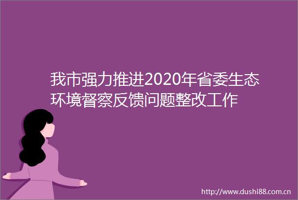 我市强力推进2020年省委生态环境督察反馈问题整改工作