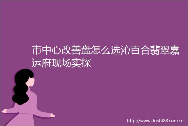 市中心改善盘怎么选沁百合翡翠嘉运府现场实探