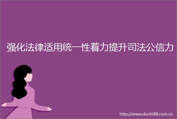 强化适用统一性着力提升司法公信力