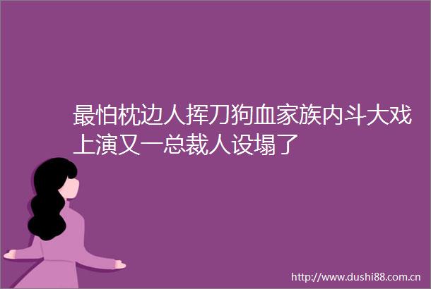 最怕枕边人挥刀狗血家族内斗大戏上演又一总裁人设塌了
