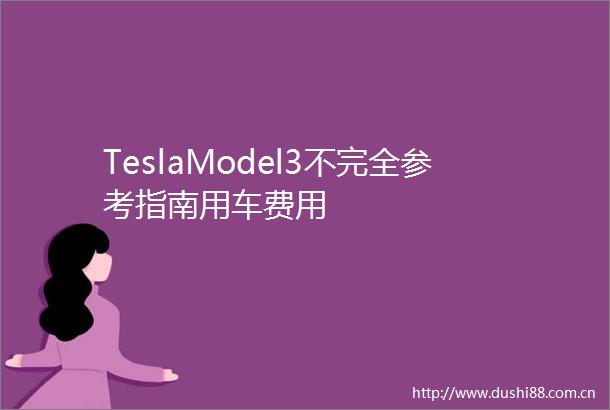 TeslaModel3不完全参考指南用车费用
