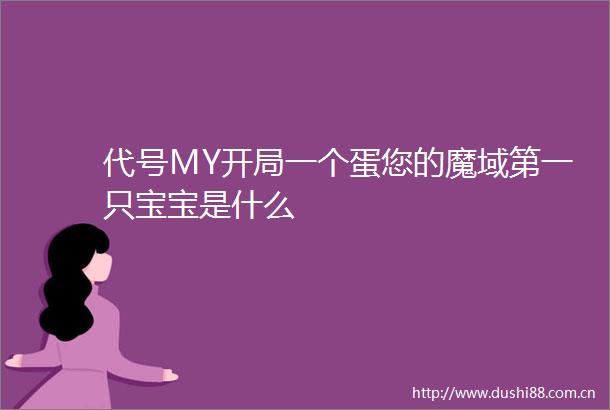 代号MY开局一个蛋您的魔域第一只宝宝是什么