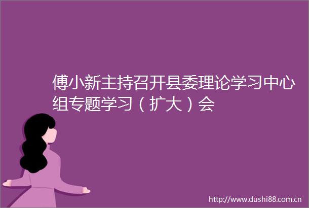 傅小新主持召开县委理论学习中心组专题学习（扩大）会