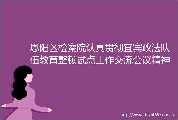 恩阳区检察院认真贯彻宜宾政法队伍教育整顿试点工作交流会议精神