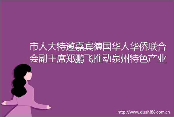 市人大特邀嘉宾德国华人华侨联合会副郑鹏飞推动泉州特色产业文化出海