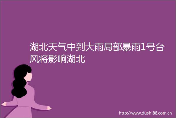 湖北天气中到大雨局部暴雨1号台风将影响湖北