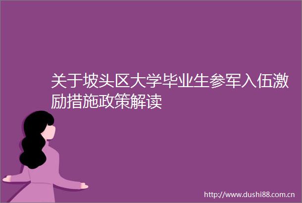关于坡头区大学毕业生参军入伍激励措施政策解读