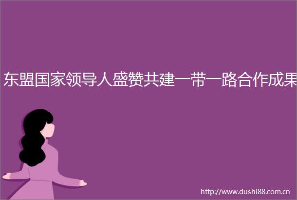东盟人盛赞共建一带一路合作成果