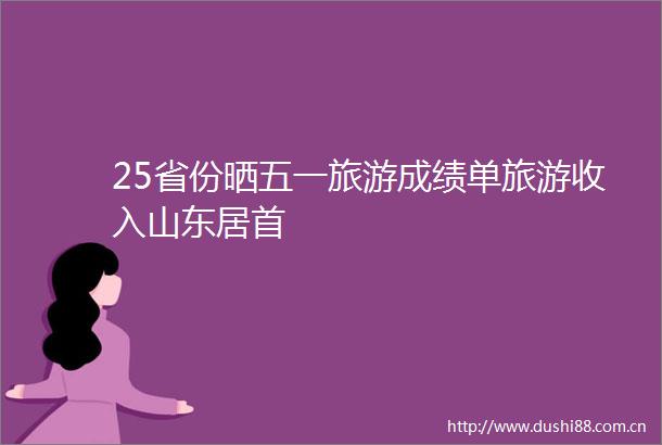 25省份晒五一旅游成绩单旅游收入山东居首