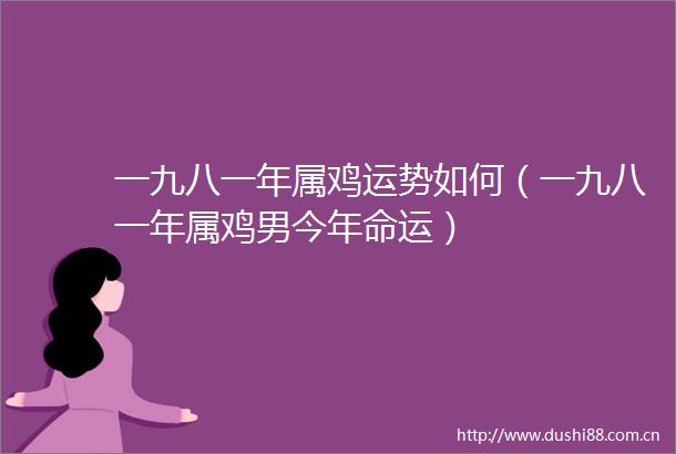一九八一年属鸡运势如何（一九八一年属鸡男今年命运）
