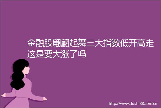 金融股翩翩起舞三大指数低开高走这是要大涨了吗