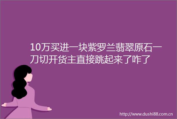 10万买进一块紫罗兰翡翠原石一刀切开货主直接跳起来了咋了