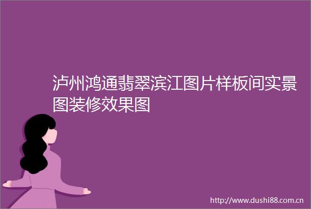 泸州鸿通翡翠滨江图片样板间实景图装修效果图