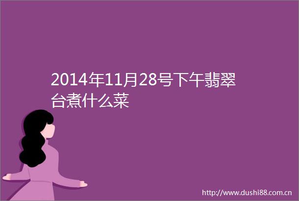 2014年11月28号下午翡翠台煮什么菜