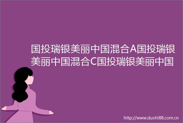 国投瑞银美丽混合A国投瑞银美丽混合C国投瑞银美丽灵活配置混合型证券投资基金招募说明书2024年10月第1次更新
